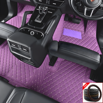 Custom Car Floor Mats + FREE STEERING WHEELCOVER