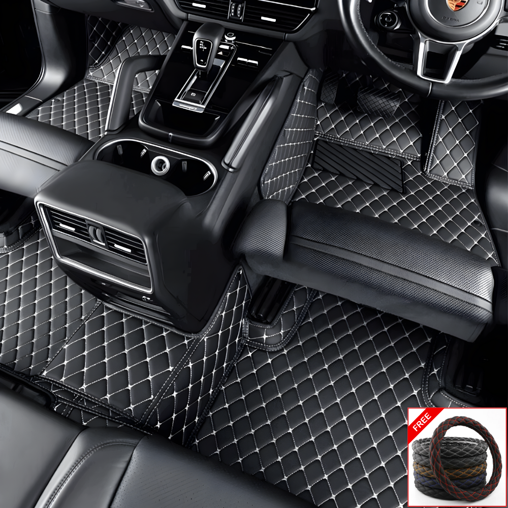 Custom Car Floor Mats + FREE STEERING WHEELCOVER