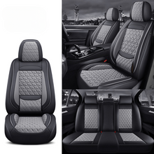 Black & Grey Diamond Quilted Leather Car Seat Covers