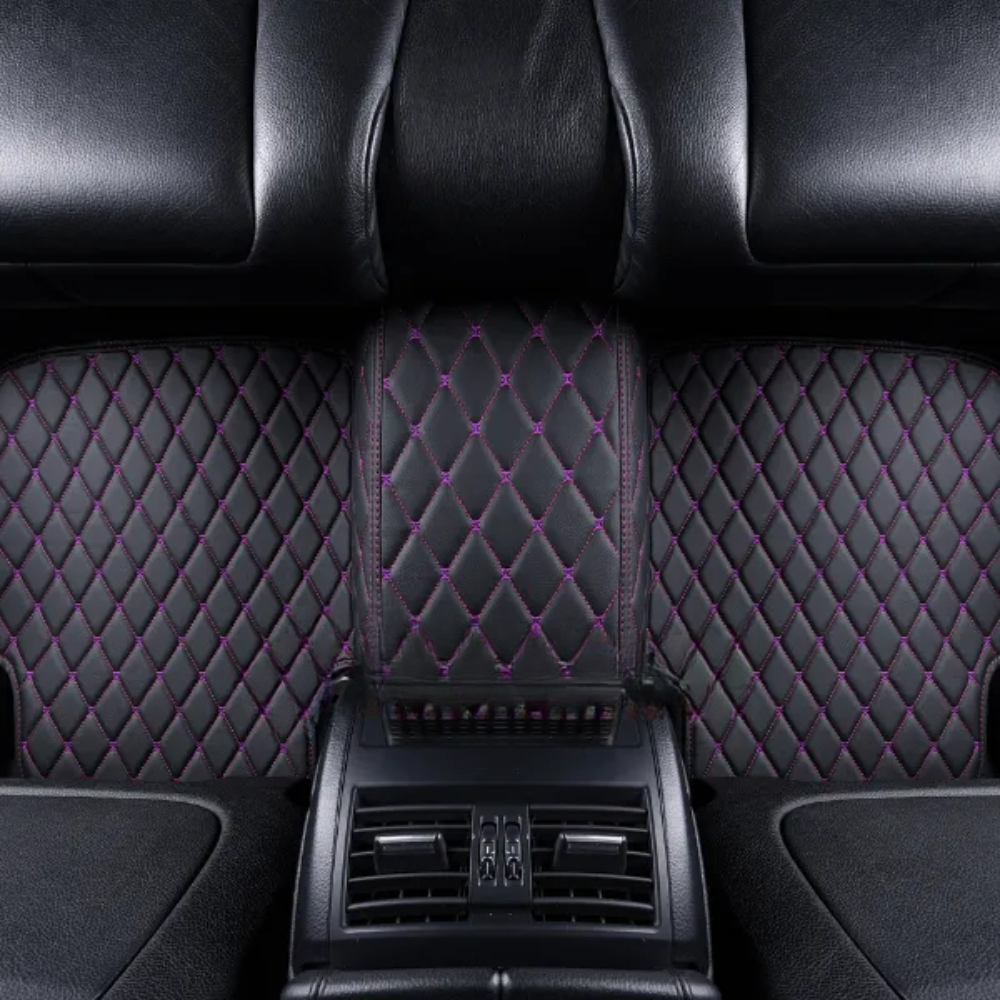 BLACK CAR MATS WITH PURPLE STITCHING