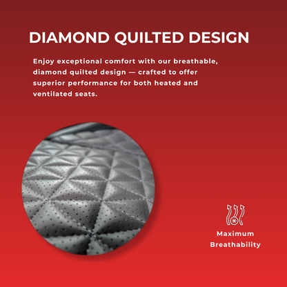 Black & Light Blue Diamond Quilted Leather Car Seat Covers