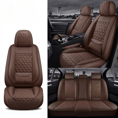 Dark Brown Diamond Quilted Leather Car Seat Covers