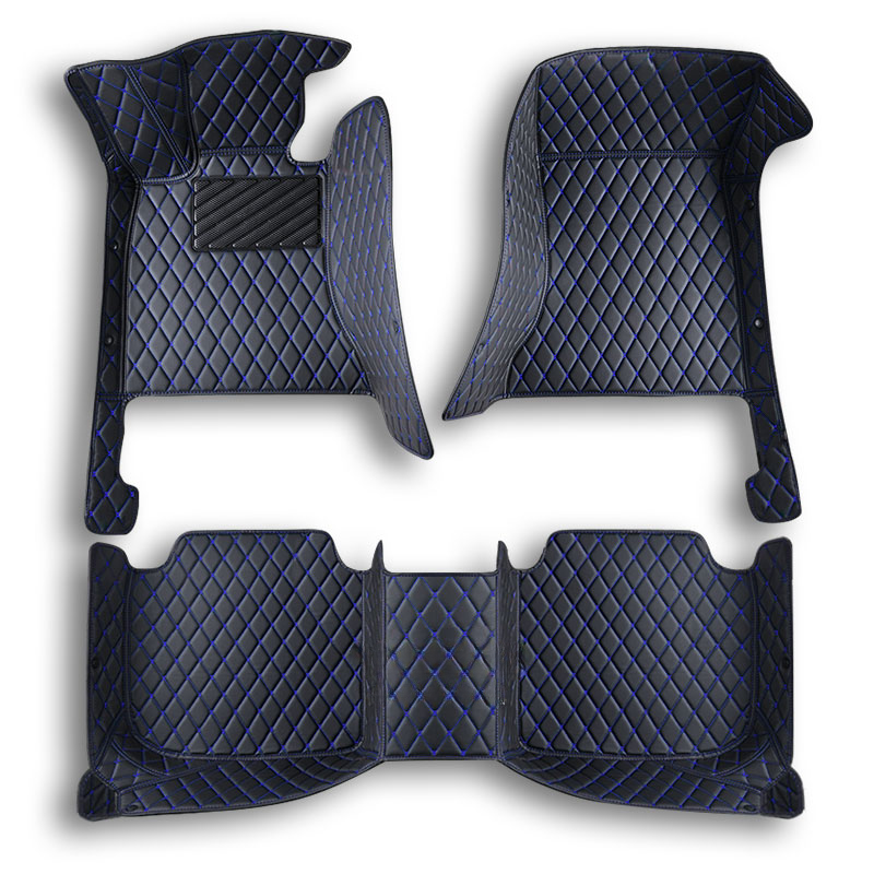 BLACK CAR MATS WITH BLUE STITCHING