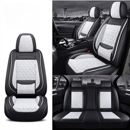 Black & White Diamond Quilted Leather Car Seat Covers