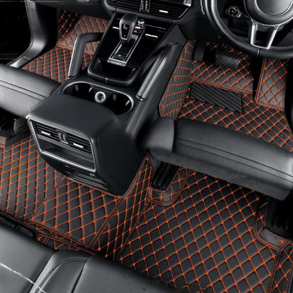 BLACK CAR MATS WITH ORANGE STITCHING