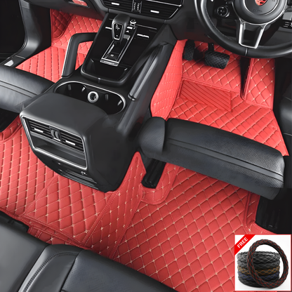 Custom Car Floor Mats + FREE STEERING WHEELCOVER