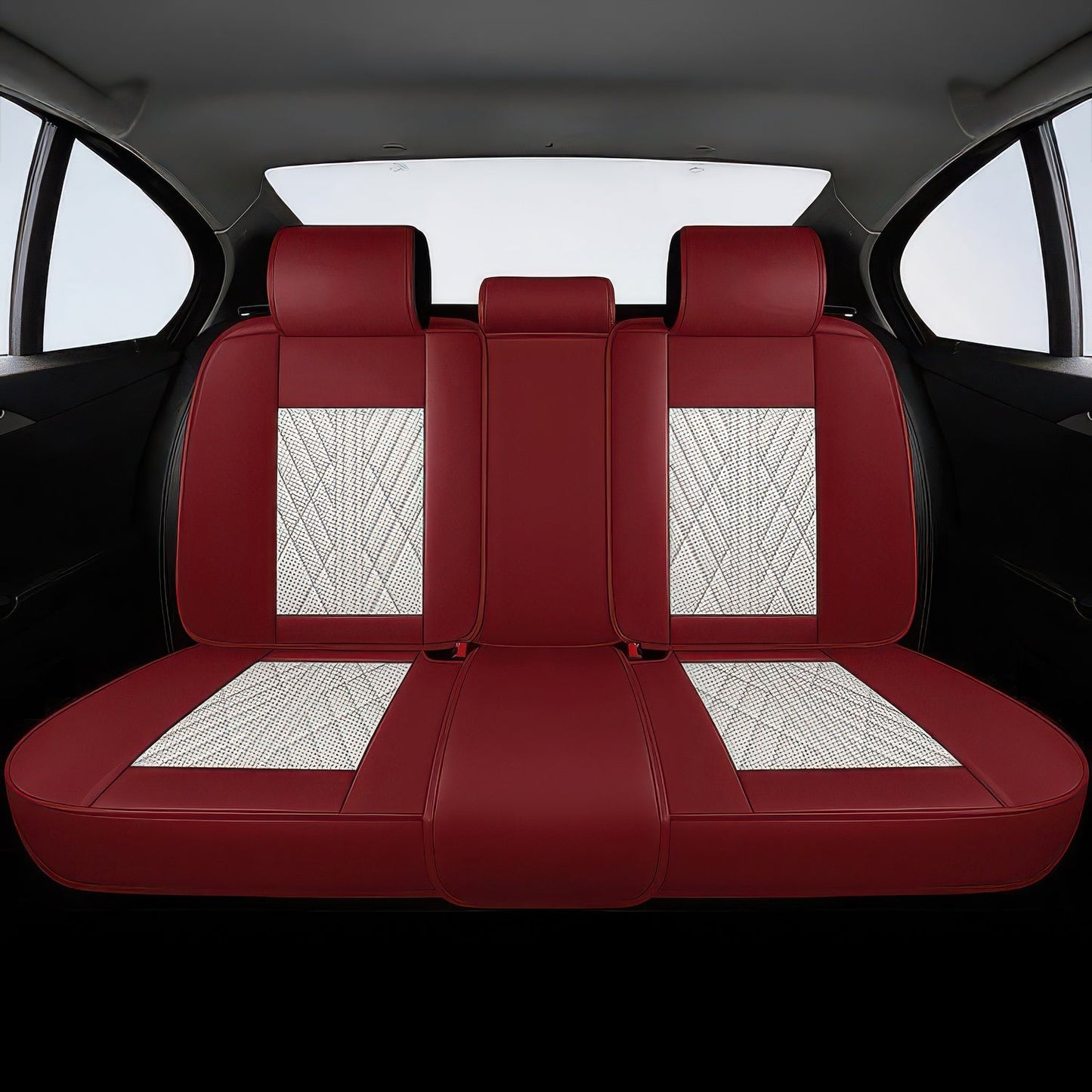 Beige & Red Seat Covers