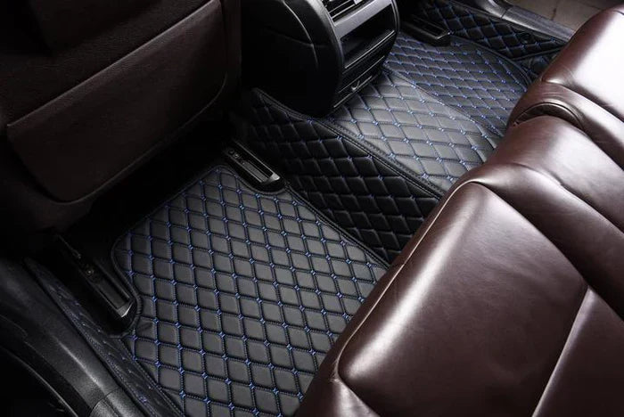 BLACK CAR MATS WITH BLUE STITCHING