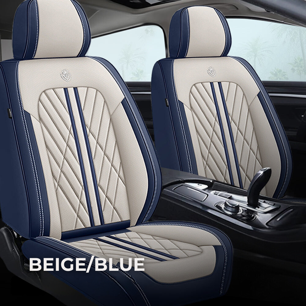 Beige & Blue Seat Covers