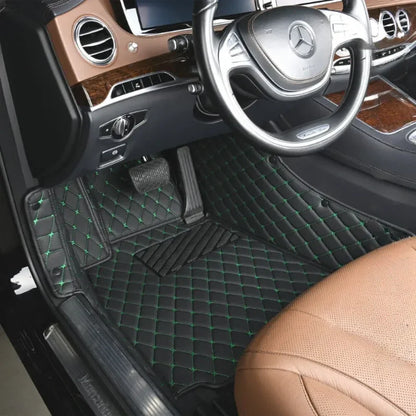 BLACK CAR MATS WITH GREEN STITCHING