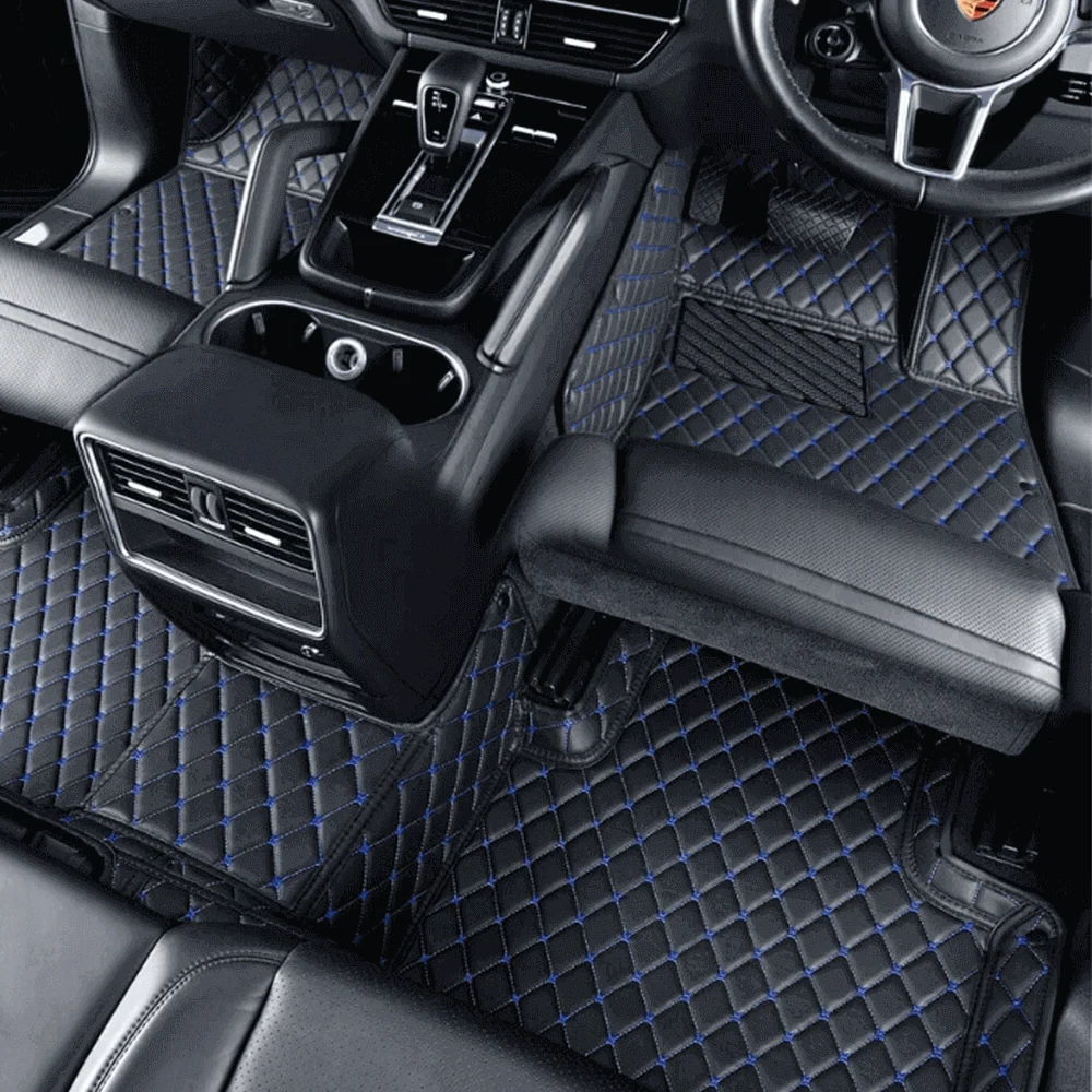 BLACK CAR MATS WITH BLUE STITCHING
