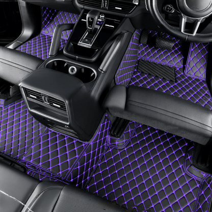 BLACK CAR MATS WITH PURPLE STITCHING