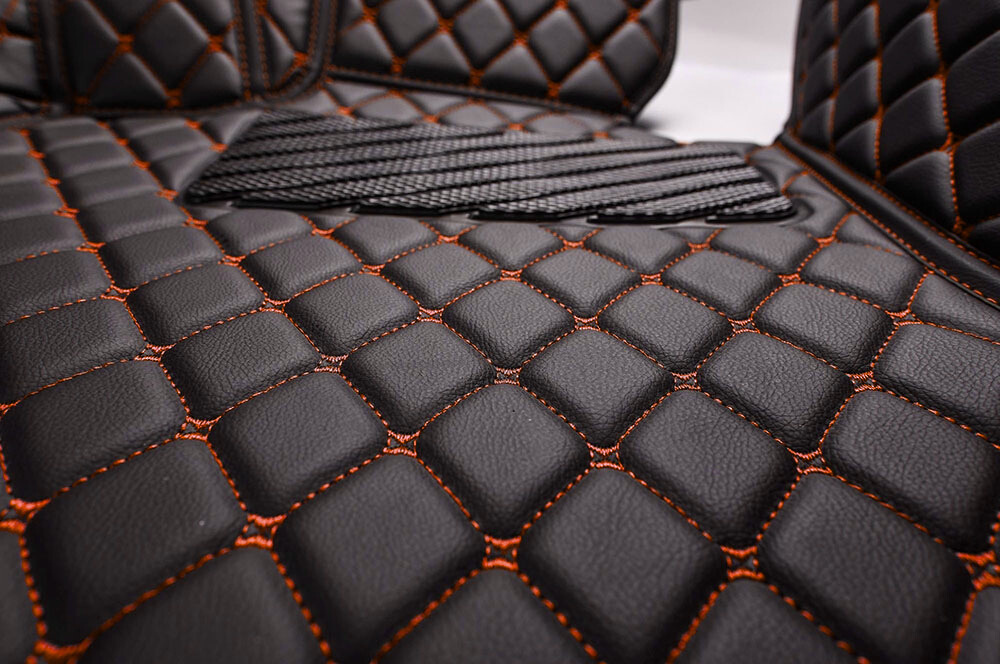 Black & Orange Luxury Diamond Car Floor Mats